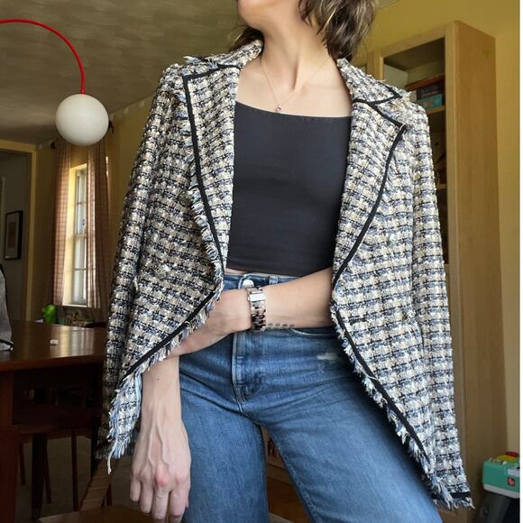 Veronica Beard Theron Tweed Plaid Double Breasted Blazer Jacket US 4 - Picture 2 of 7